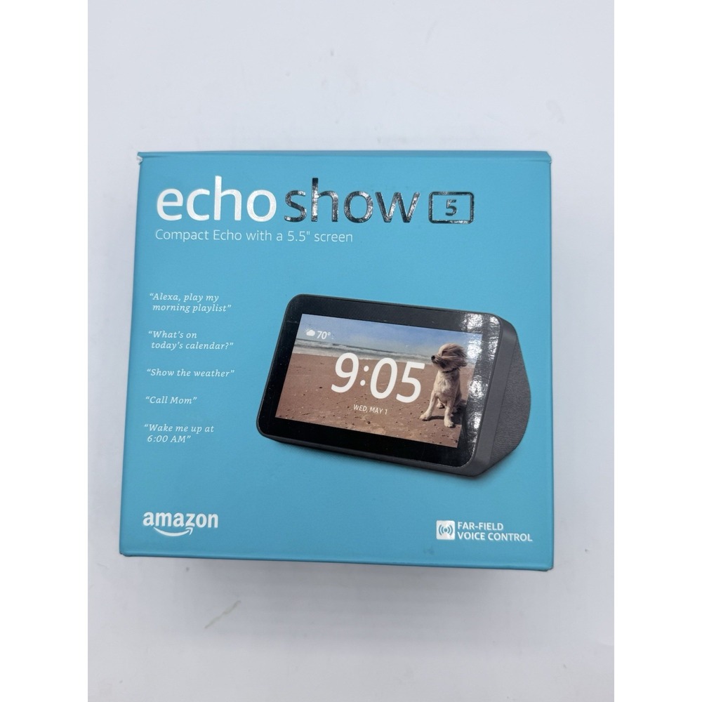 Amazon Echo Show 5 Smart Display 5.5" Alexa Charcoal w/ Box & Charger Tested
